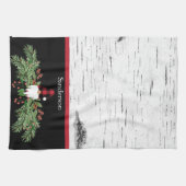 Linge De Cuisine Noir Joyeux Noël Rouge Buffalo Plaid Gnome (Horizontal)