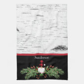 Linge De Cuisine Noir Joyeux Noël Rouge Buffalo Plaid Gnome (Vertical)