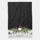 Linge De Cuisine Noir Joyeux Noël Rouge Buffalo Plaid Gnome (Vertical)
