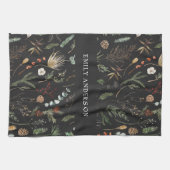 Linge De Cuisine noir moderne botanique élégant contemporain (Horizontal)