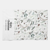 Linge De Cuisine Noir moderne élégante aquarelle botanique rustique (Horizontal)