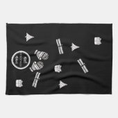 Linge De Cuisine Noir moderne et blanc Personnalisé (Horizontal)