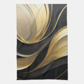 Linge De Cuisine Noir Moderne et Or Abstrait Luxe- (Vertical)