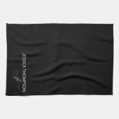 Linge De Cuisine Noir moderne Simple Script Girl Monogramme Nom  (Horizontal)
