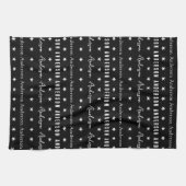 Linge De Cuisine Noir Nom de famille répétitif Monogramme (Horizontal)