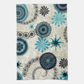 Linge De Cuisine Noir rétro et Turquoise (Vertical)