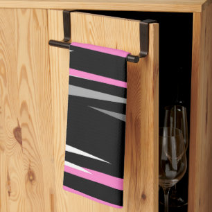 Linge De Cuisine Noir rose et blanc