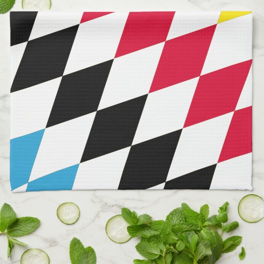 Linge De Cuisine Noir rouge jaune Bavaria Motif Drapeau Diamant (Plié)