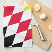 Linge De Cuisine Noir rouge jaune Bavaria Motif Drapeau Diamant (Quart Plié)