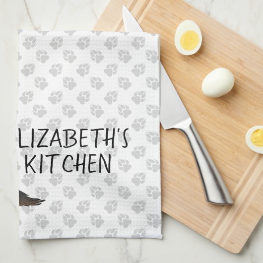 Linge De Cuisine Noir & Tan Cavalier King Charles Spaniel & Texte (Quart Plié)