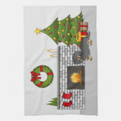 Linge De Cuisine Noir & Tan Long Cheveux Dachshund - Salle de Noël (Vertical)