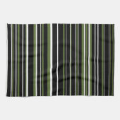 Linge De Cuisine Noir, Vert olive, Blancs Barcode (Horizontal)