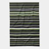 Linge De Cuisine Noir, Vert Olive, Rayure de code-barres blanc (Vertical)