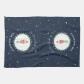 Linge De Cuisine Noisette traditionnel bleu botanique Noël (Horizontal)