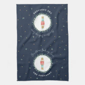 Linge De Cuisine Noisette traditionnel bleu botanique Noël (Vertical)