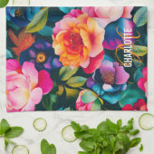 Linge De Cuisine Nom chic et dynamique du motif rose (Plié)