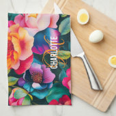 Linge De Cuisine Nom chic et dynamique du motif rose (Quart Plié)