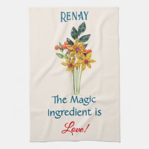 Linge De Cuisine Nom, Citation, Fleurs en papier quillé imprimées g