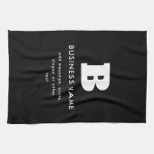 Linge De Cuisine Nom commercial modifiable et Slogan | Noir & Blanc (Horizontal)