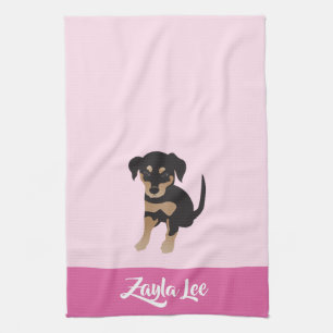 Linge De Cuisine Nom de chien personnalisable de chiot rose
