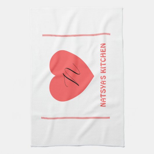 Linge De Cuisine nom de coeur mignon initial élégant (Vertical)