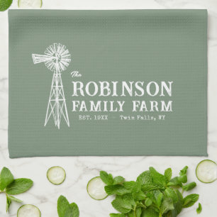 Linge De Cuisine Nom de famille Agritourisme Rustique Windmill Sage
