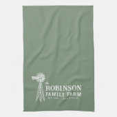 Linge De Cuisine Nom de famille Agritourisme Rustique Windmill Sage (Vertical)