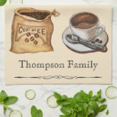 Linge De Cuisine Nom de famille Aquarelle rustique moderne Amateurs (Plié)