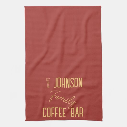 Linge De Cuisine Nom de famille Coffee Retro (Vertical)