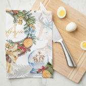 Linge De Cuisine Nom de famille de Noël de l'aquarelle (Quart Plié)