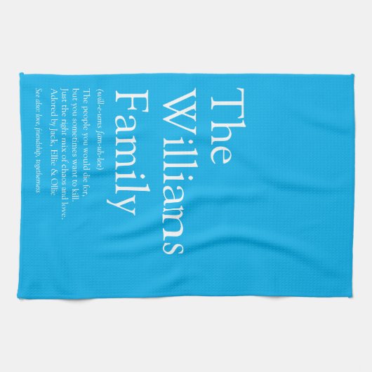 Linge De Cuisine Nom de famille Définition Fun Modern Blue (Horizontal)