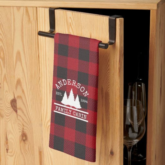 Linge De Cuisine Nom de famille du cabine Red Buffalo Plaid (Pliage en tiers)