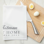 Linge De Cuisine Nom de famille Elegant Blanc (Quart Plié)