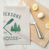 Linge De Cuisine Nom de famille Lake House Oars rustiques Pine Tree (Quart Plié)