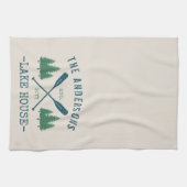 Linge De Cuisine Nom de famille Lake House Oars rustiques Pine Tree (Horizontal)