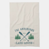 Linge De Cuisine Nom de famille Lake House Oars rustiques Pine Tree (Vertical)
