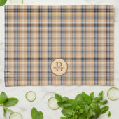 Linge De Cuisine Nom de famille monogramme de Tartan Plaid (Plié)