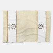 Linge De Cuisine Nom de famille pays modifiable monogramme café bru (Horizontal)
