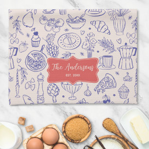 Linge De Cuisine Nom de famille personnalisé Nourriture mignonne de