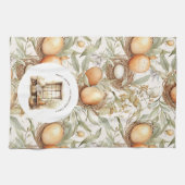 Linge De Cuisine Nom de famille personnalisé Pâques Beige Rustique (Horizontal)