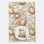 Linge De Cuisine Nom de famille personnalisé Pâques Beige Rustique (Vertical)