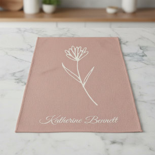 Linge De Cuisine Nom de fleur simple rose poussiéreuse élégante