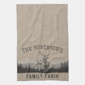 Linge De Cuisine Nom de la famille Cabine Deer Pine Tree Forest Bur (Vertical)