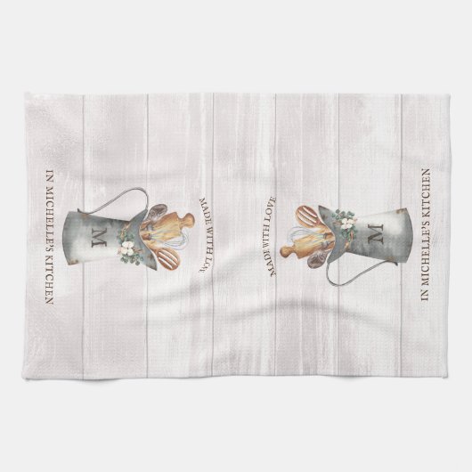 Linge De Cuisine Nom de la ferme rustique (Horizontal)