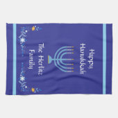 Linge De Cuisine Nom de la Personnaliser Blue HANOUKKA Menorah (Horizontal)