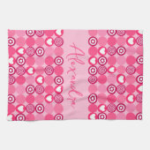 Linge De Cuisine Nom de motif de cœur et de fleur roses mignons de (Horizontal)