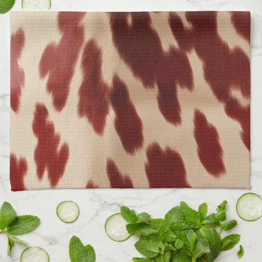 Linge De Cuisine Nom de Noël de la vache rouge crème (Plié)