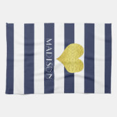 Linge De Cuisine Nom de rayures bleu marine moderne (Horizontal)