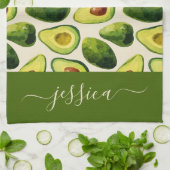 Linge De Cuisine nom de script de motif d'avocat moderne (Plié)