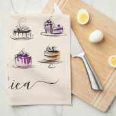 Linge De Cuisine nom de script de motif de gâteau moderne (Quart Plié)